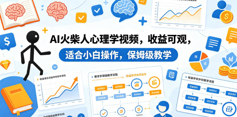 AI火柴人心理学视频，收益可观，适合小白操作，保姆级教学-点子口袋网