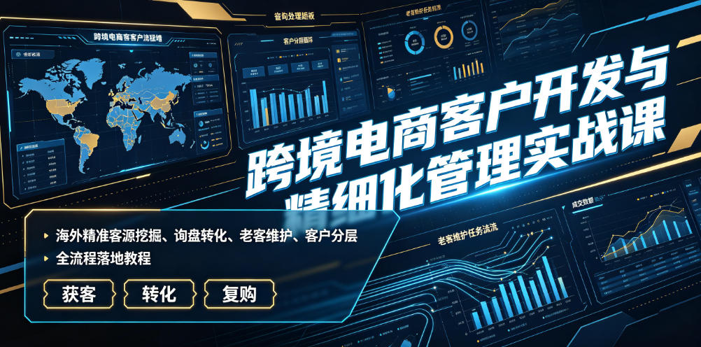 跨境电商客户开发与精细化管理实战课｜海外精准客源挖掘、询盘转化、老客维护、客户分层全流程落地教程-点子口袋网