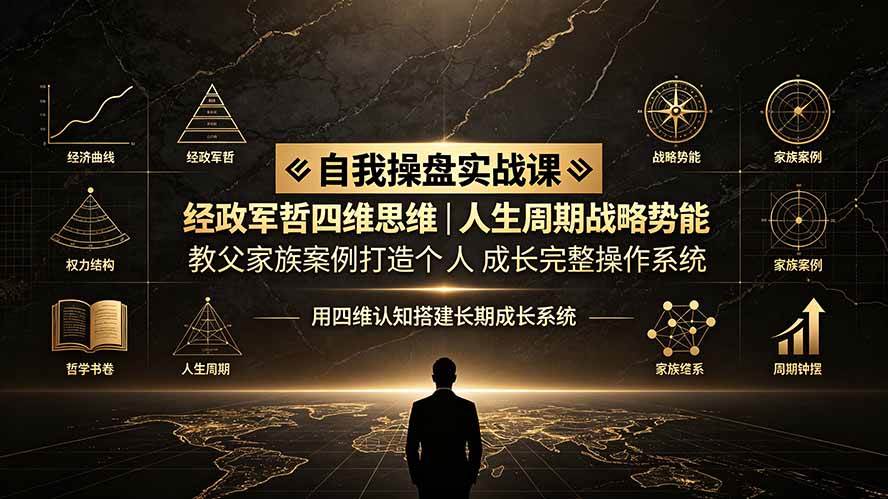 （19398期）自我操盘实战课：经政军哲四维思维｜人生周期战略势能｜教父家族案例打造个人成长完整操作系统-点子口袋网