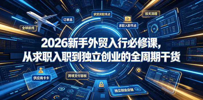 2026新手外贸入行必修课，从求职入职到独立创业的全周期干货-点子口袋网