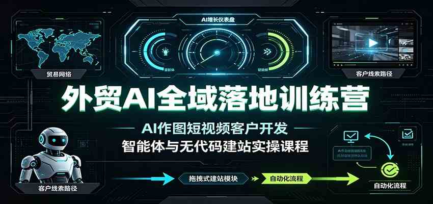 外贸AI全域落地训练营：AI作图短视频客户开发，智能体与无代码建站实操课程-点子口袋网