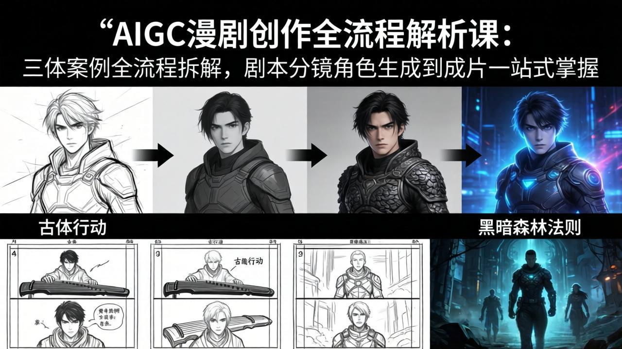 AIGC漫剧创作全流程解析课：三体案例全流程拆解，剧本分镜角色生成到成片一站式掌握-点子口袋网