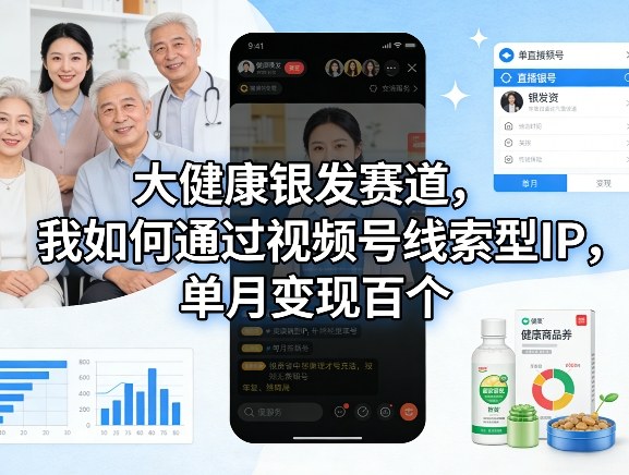 大健康银发赛道，我如何通过视频号线索型IP，单月变现百个-点子口袋网