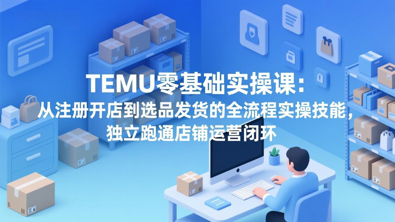 TEMU零基础实操课：从注册开店到选品发货的全流程实操技能，独立跑通店铺运营闭环-点子口袋网