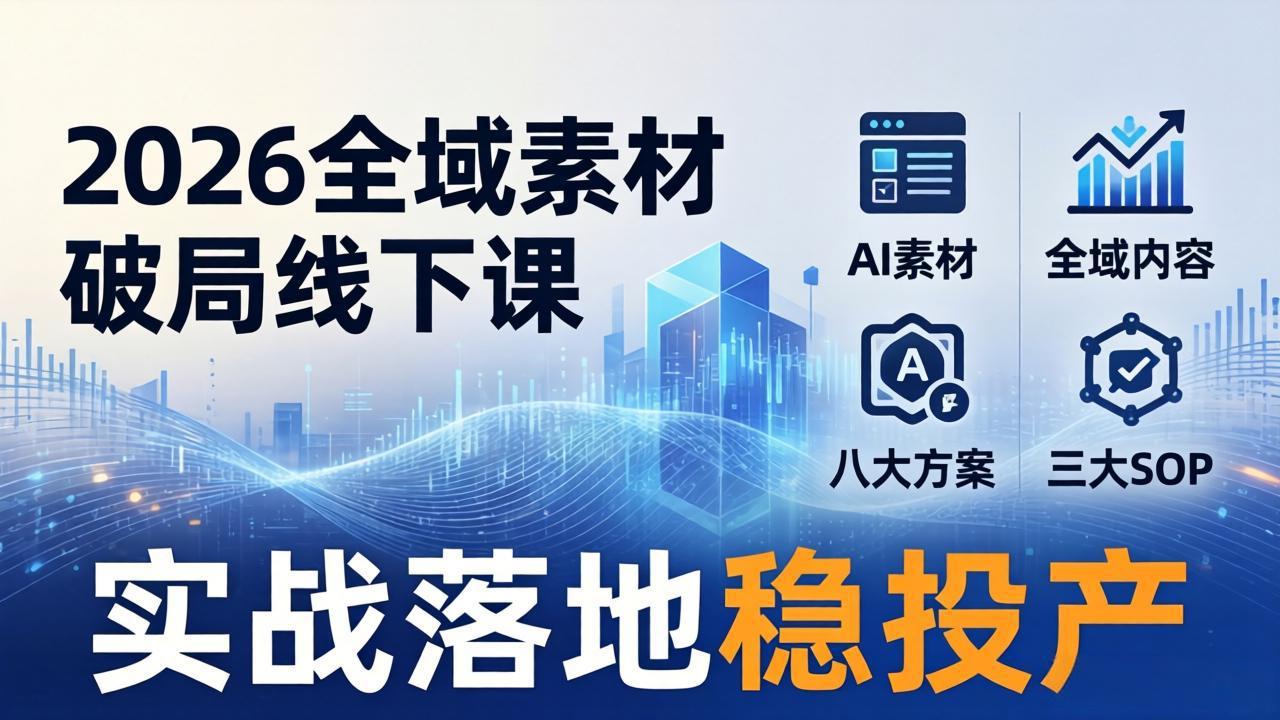 2026全域素材破局线下课：AI素材+全域内容+八大方案+三大SOP，实战落地稳投产-点子口袋网