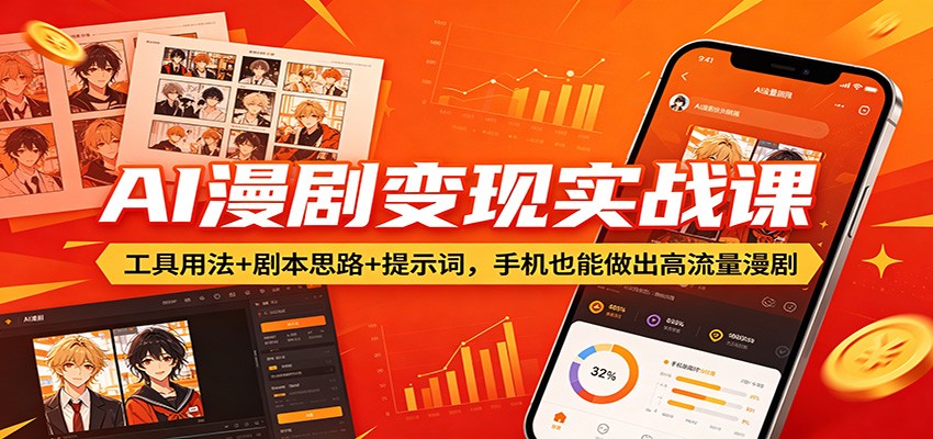 AI漫剧变现实战课：工具用法+剧本思路+提示词，手机也能做出高流量漫剧-点子口袋网