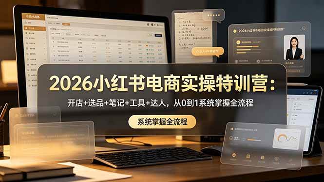 （18978期）2026小红书电商实操特训营：开店+选品+笔记+工具+达人，从0到1系统掌握全流程-点子口袋网
