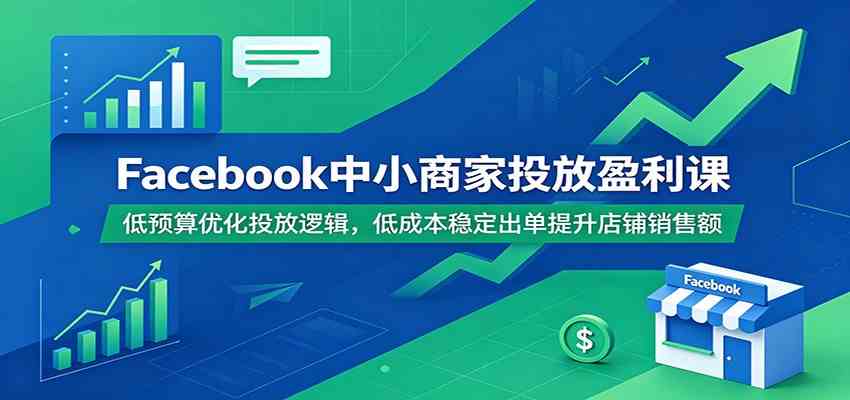 Facebook中小商家投放盈利课：低预算优化投放逻辑，低成本稳定出单提升店铺销售额-点子口袋网