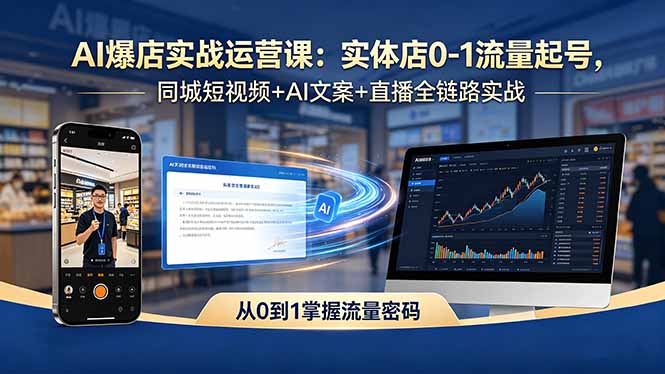 AI爆店实战运营课：实体店0-1流量起号，同城短视频+AI文案+直播全链路实战-点子口袋网