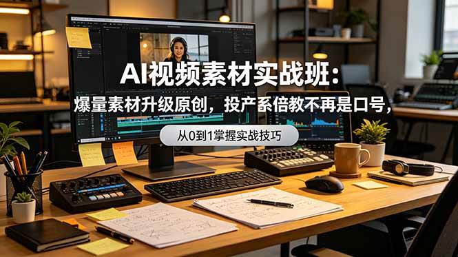 （19085期）AI视频素材实战班：爆量素材升级原创，投产翻倍不再是口号，0-1系统教学实战落地-点子口袋网