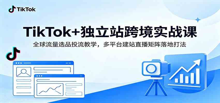 TikTok+独立站跨境实战课：全球流量选品投流教学，多平台建站直播矩阵落地打法-点子口袋网
