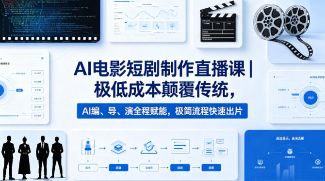 AI电影短剧制作直播课｜极低成本颠覆传统，AI编、导、演全程赋能，极简流程快速出片-点子口袋网