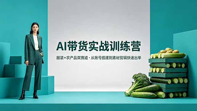 AI带货实战训练营，服装+农产品双赛道，从账号搭建到素材剪辑快速出单-点子口袋网