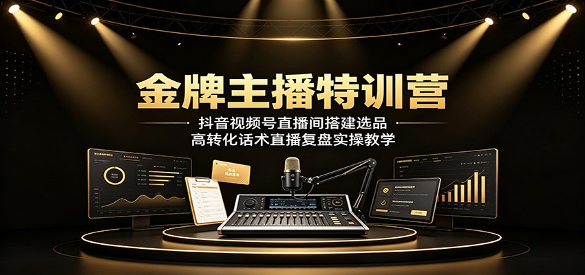 金牌主播特训营：抖音视频号直播间搭建选品，高转化话术直播复盘实操教学-点子口袋网