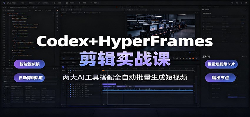 Codex+HyperFrames剪辑实战课：两大AI工具搭配全自动批量生成短视频-点子口袋网