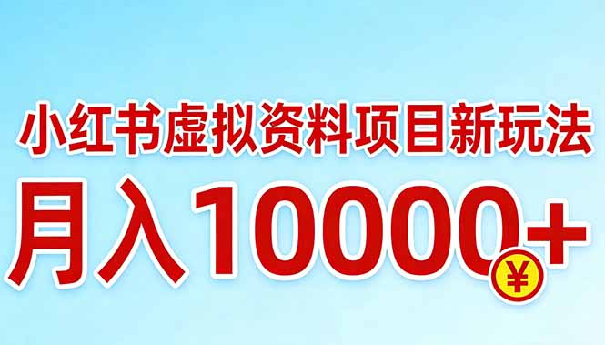 小红书虚拟资料项目最新玩法，月入10000＋-点子口袋网