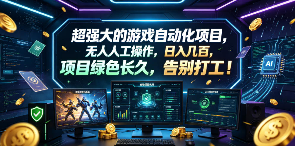 超强大的游戏自动化项目，无人人工操作，日入几百，项目绿色长久，告别打工！【揭秘】-点子口袋网