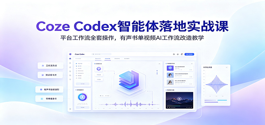 Coze Codex智能体落地实战课：平台工作流全套操作，有声书单视频AI工作流改造教学-点子口袋网
