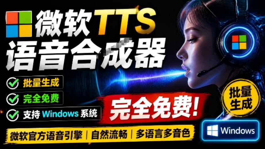 微软TTS免费语音配音生成器，完全免费，支持多语音、多音色选择，Windows系统专用TTS语音合成器-点子口袋网