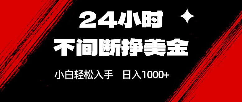 24小时不间断挣美金，小白轻松上手，日入1000+-点子口袋网