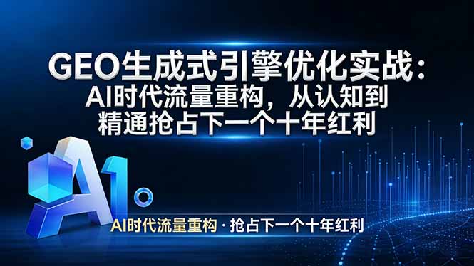 GEO 生成式引擎优化实战：AI时代流量重构，从认知到精通抢占下一个十年红利-点子口袋网