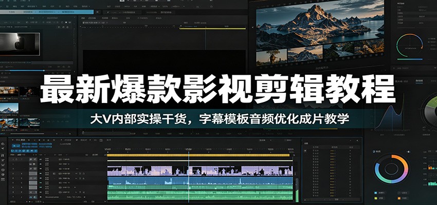 最新爆款影视剪辑教程：大V内部实操干货，字幕模板音频优化成片教学-点子口袋网