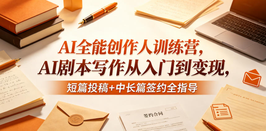 AI全能创作人训练营，AI剧本写作从入门到变现，短篇投稿+中长篇签约全指导-点子口袋网