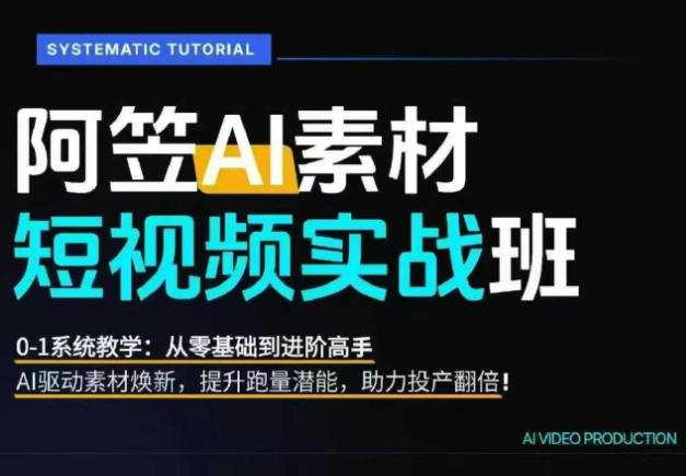 AI视频素材实战班，0-1系统教学，从零基础到进阶高手AI驱动素材焕新，提升跑量潜能，助力投产翻倍-点子口袋网