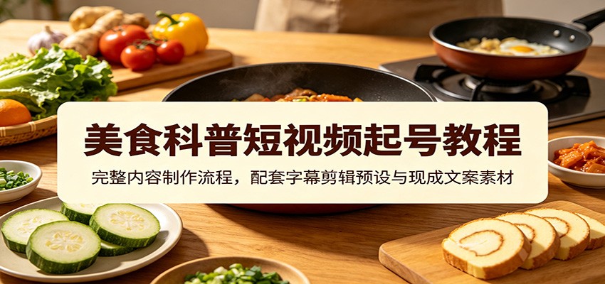 美食科普短视频起号教程：完整内容制作流程，配套字幕剪辑预设与现成文案素材-点子口袋网