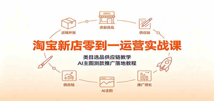 淘宝新店零到一运营实战课：类目选品供应链教学，AI主图测款推广落地教程-点子口袋网