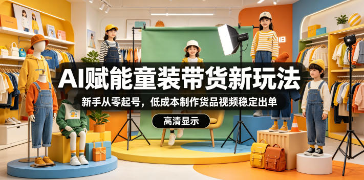 AI赋能童装带货新玩法，新手从零起号，低成本制作货品视频稳定出单-点子口袋网