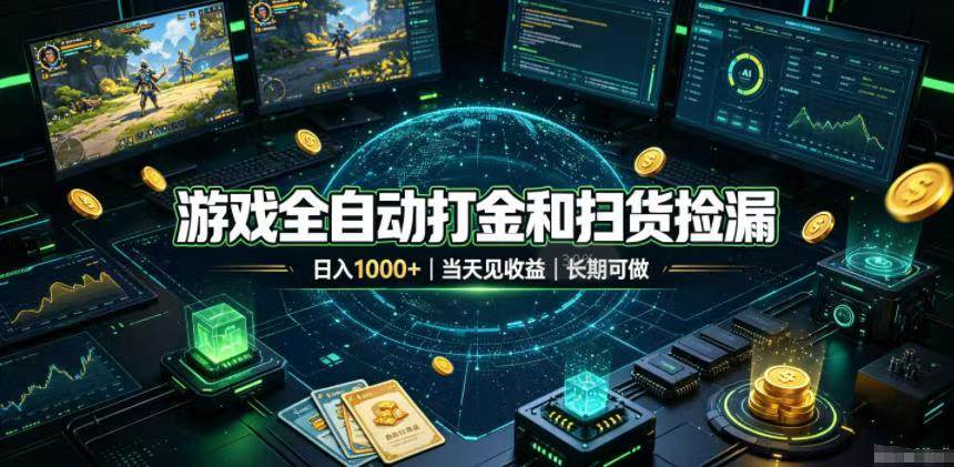 （19647期）游戏全自动打金和扫货捡漏，日入1000+，当天见收益，长期可做！-点子口袋网