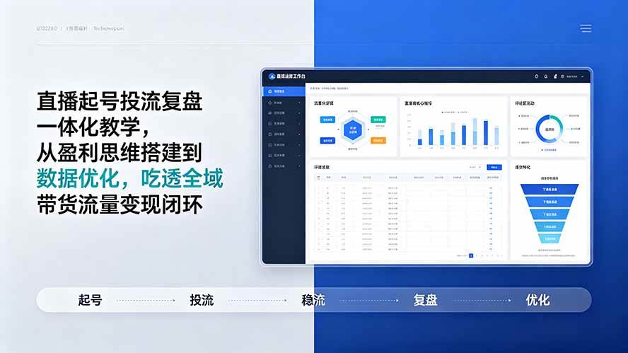 （19241期）直播起号投流复盘一体化教学，从盈利思维搭建到数据优化，吃透全域带货流量变现闭环-点子口袋网