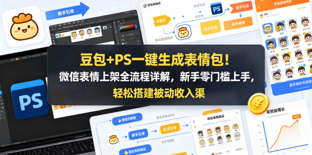 豆包+PS一键生成表情包！微信表情上架全流程详解，新手零门槛上手，轻松搭建被动收入渠道-点子口袋网