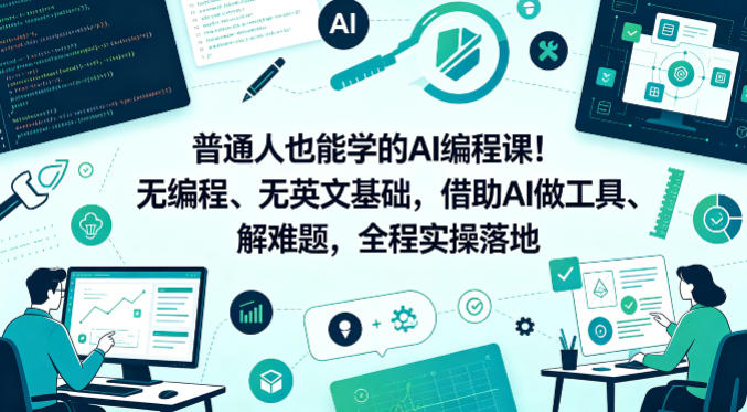 普通人也能学的AI编程课！无编程、无英文基础，借助AI做工具、解难题，全程实操落地-点子口袋网