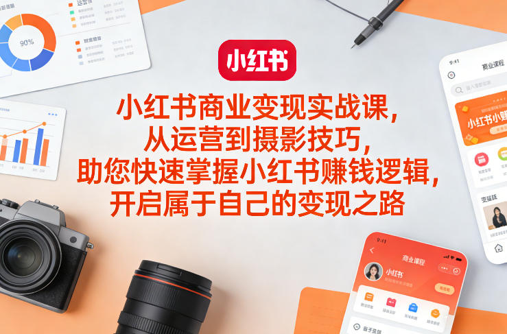 小红书商业变现实战课，从运营到摄影技巧，助您快速掌握小红书賺钱逻辑，开启属于自己的变现之路-点子口袋网