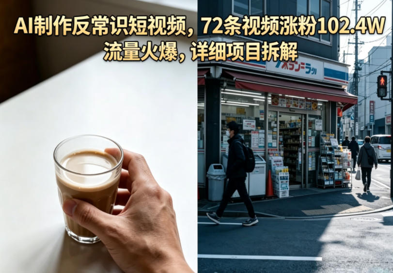 AI制作反常识短视频，72条视频涨粉102.4W，流量火爆，详细项目拆解-点子口袋网