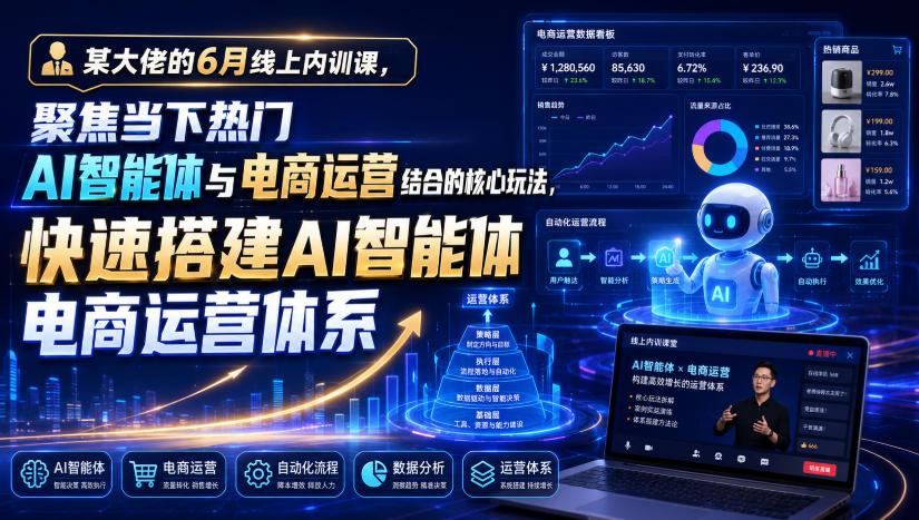 某大佬的6月线上内训课，聚焦当下热门AI智能体与电商运营结合的核心玩法，快速搭建AI智能体电商运营体系-点子口袋网