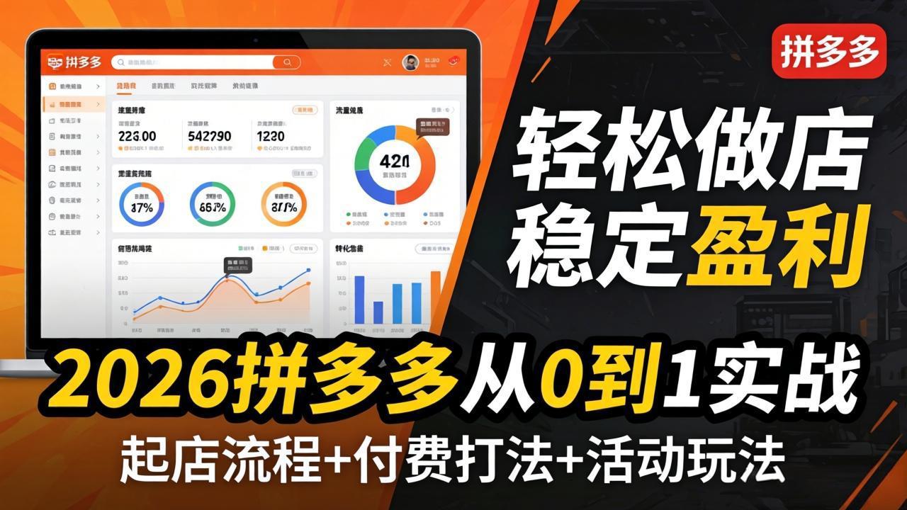 2026拼多多从0到1实战-4月更新：最新起店流程+付费打法+活动玩法，轻松做店稳定盈利-点子口袋网