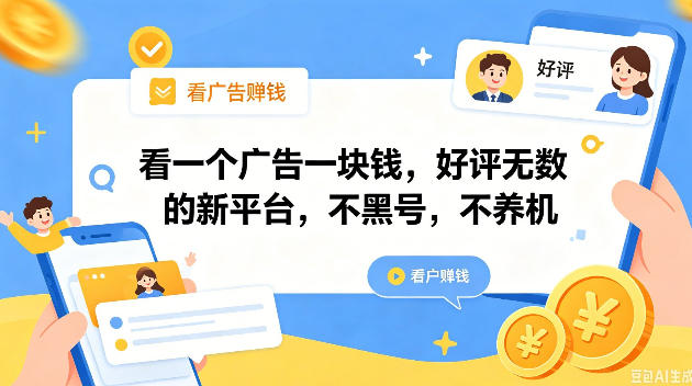 看一个广告一块钱,好评无数的新平台,不黑号,不养机,一撸几十块钱还是不错的【揭秘】 看一个广告一块钱,好评无数的新平台,不黑号,不养机,一撸几十块钱还是不错的【揭秘】