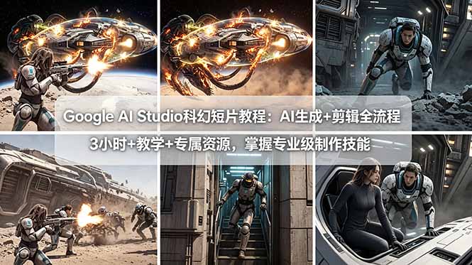 Google AI Studio科幻短片教程：AI生成+剪辑全流程，3小时+教学+专属资源，掌握专业级制作技能-点子口袋网