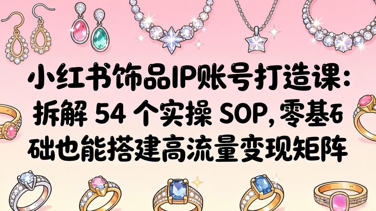 小红书饰品IP账号打造课：拆解 54 个实操 SOP，零基础也能搭建高流量变现矩阵-点子口袋网