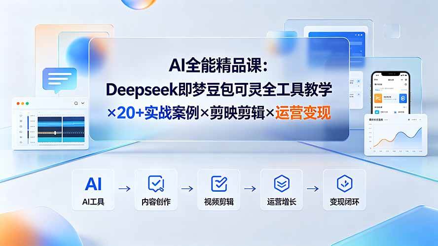 （19278期）AI全能精品课：Deepseek即梦豆包可灵全工具教学×20+实战案例×剪映剪辑×运营变现-点子口袋网