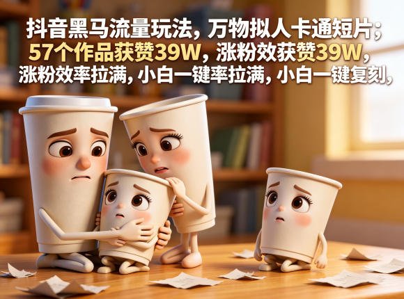 抖音黑马流量玩法，万物拟人卡通短片，57个作品获赞39W，涨粉效率拉满，小白一键复刻，保姆级拆解-点子口袋网