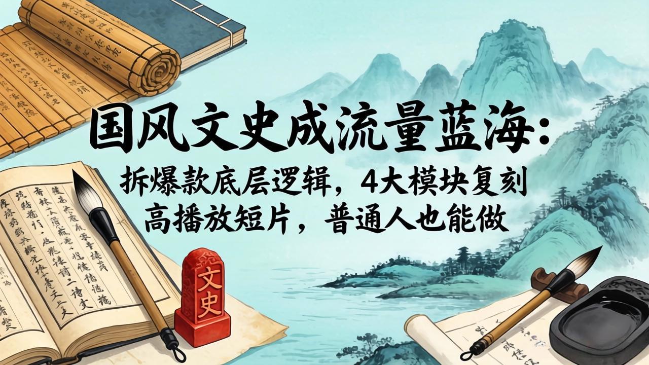 国风文史成流量蓝海：拆爆款底层逻辑，4大模块复刻高播放短片，普通人也能做-点子口袋网