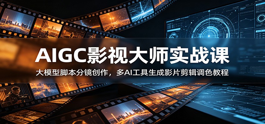 AIGC影视大师实战课：大模型脚本分镜创作，多AI工具生成影片剪辑调色教程-点子口袋网