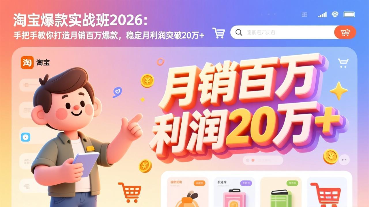 淘宝爆款实战班-2026年3月更新：手把手教你打造月销百万爆款，稳定月利润突破20万+-点子口袋网