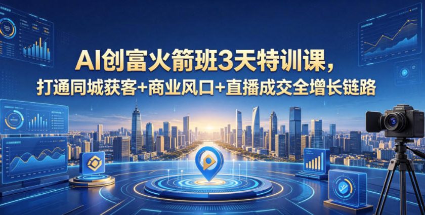 AI创富火箭班3天特训课，打通同城获客+商业风口+直播成交全增长链路，2026年4月新课-点子口袋网