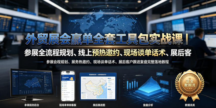 外贸展会赢单全套工具包实战课｜参展全流程规划、线上预热邀约、现场谈单话术、展后客户跟进复盘完整落地教程-点子口袋网