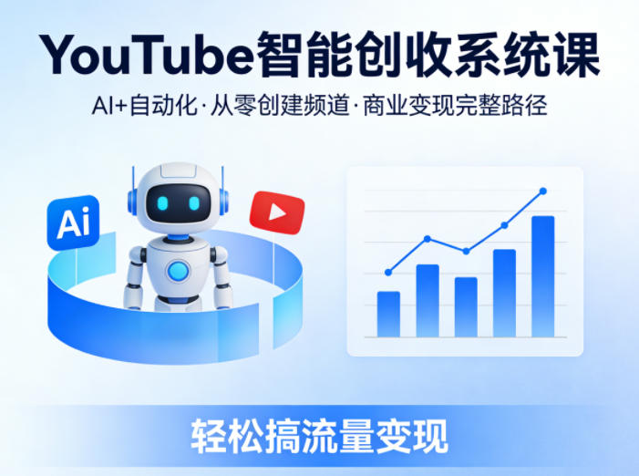 YouTube智能创收系统课，AI+自动化，从零创建YouTube频道并实现商业变现的完整路径，轻松搞流量变现-点子口袋网